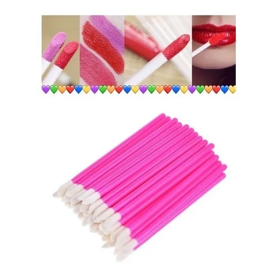 500 Aplicador Batom Gloss Pincel Limpeza CĂlios Descartável Cor Rosa Foto 1