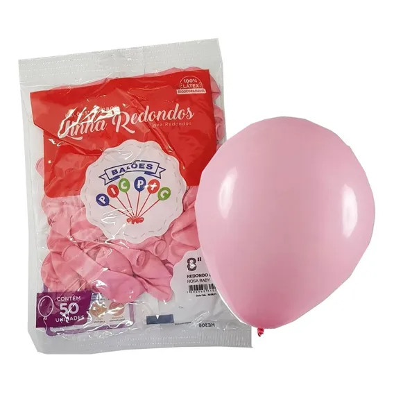 500 Bexiga Balão Liso Grande N° 8 - Rosa Claro Baby (10pct) Foto 1