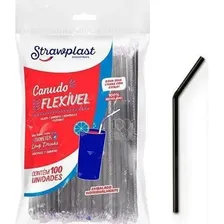 500 Canudo Preto Flexível Strawplast Para Drinks Foto mini 1