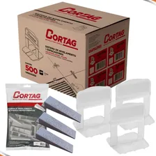 500 Clip Nivelador Espacador Piso Porcelanato + 100 Cunhas Cor Branco Foto mini 1