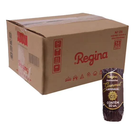 500 Forminhas Gourmet Laminada N°5 Marrom/dourado Regina Foto 1