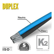 500 Mts Cabo Aluminio Duplex 16mm 1 Fase Preta +1 Neutro Az Foto mini 2