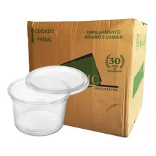500 Potes Plástico 200ml Redondo Com Tampa Bolo Plaszom Foto mini 1