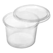 500 Potes Plástico Redondo Tampa Bolo Pote 200ml Plaszom Foto mini 1