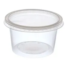 500 Potes Plástico Redondo Tampa Bolo Pote 200ml Plaszom Foto mini 3