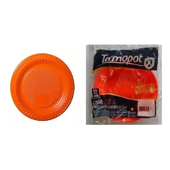 500 Pratos Descartavel Plastico Laranja 15cm - Termopot Foto 1