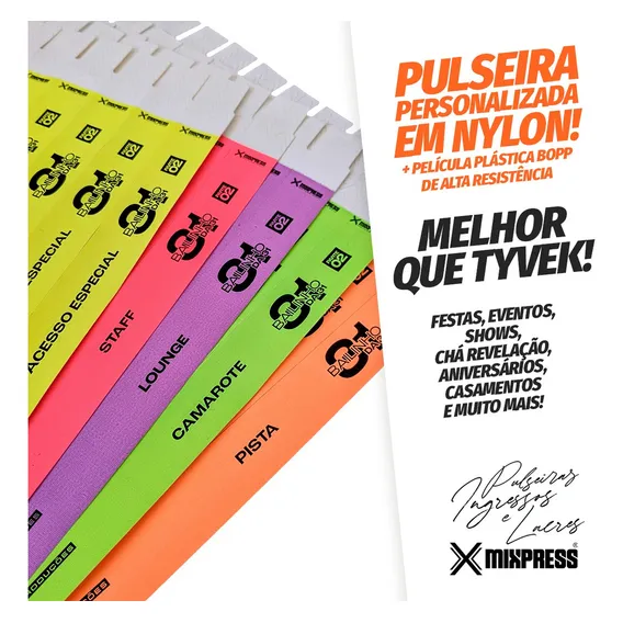 500 Pulseiras Identificação Nylon Personalizada Festa Evento Foto 1