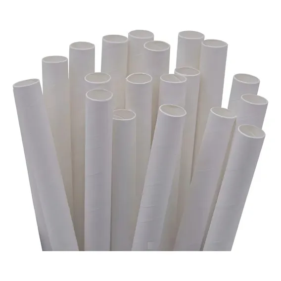 5000 Canudos De Papel Biodegradável 197 X 6mm Branca Cor Branco Foto 1