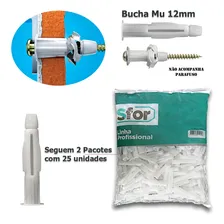 50pcs Bucha Mu Sfor 12mm P/ Drywall Bloco Tijolo Oco Foto mini 4