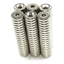 50pcs Imã De Neodimio Disco 10x3 - 10mm X 3mm Com Furo - N35 Foto  mini 1