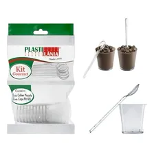 50un Colher + 50 Mini Copo 25ml Copinho Festa Kit Gourmet Foto mini 1