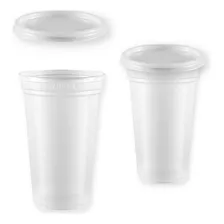 50un Kit Copo 400ml Descartável + Tampa Tp07 Sem Furo Copaza Foto mini 1