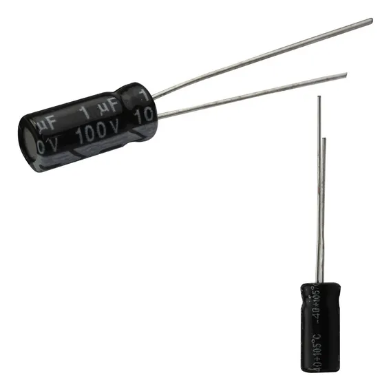 50x Capacitor Eletrolítico 1uf X 100v 105º Kit C/50peças Foto 1