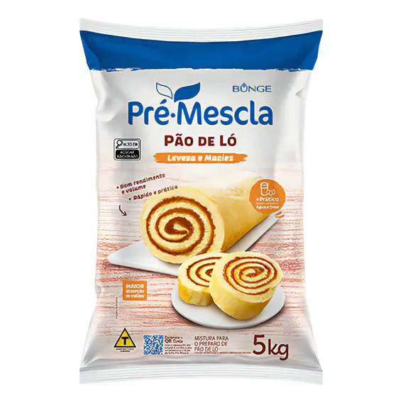 5kg Mistura Pão De Ló Rocambole Bolos Pré-mescla Bunge Foto 1
