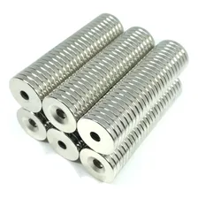 5pcs Imã De Neodimio Disco 20x3 - 20mm X 3mm Com Furo - N35 Foto mini  2