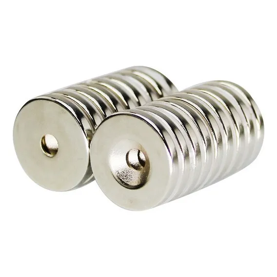5pcs Imã De Neodimio Disco 20x3 - 20mm X 3mm Com Furo - N35 Foto 1