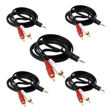 5x Cabo 1 P2 Stereo M X 2 Rca M Dourado 1,50 Metros - P2/rca Foto  mini 1