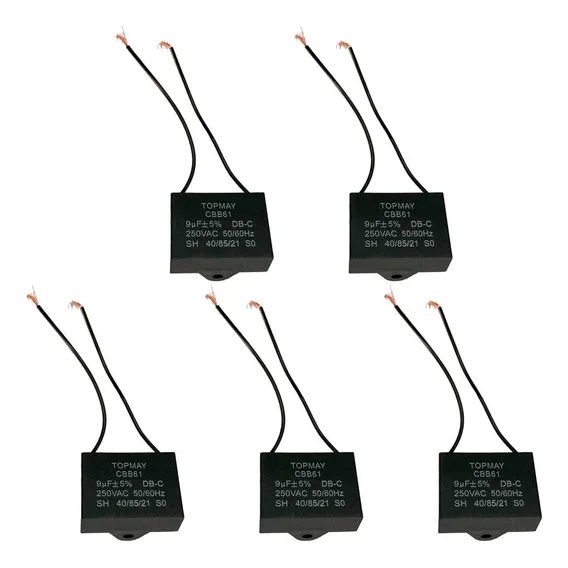 5x Capacitor Partida 9uf - 250v P/ Ventilador - Quadrado Foto 1