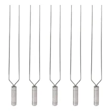 5x Espeto Duplo Inox 50cm Cabo Revestido Alumínio Churrasco Foto mini 1