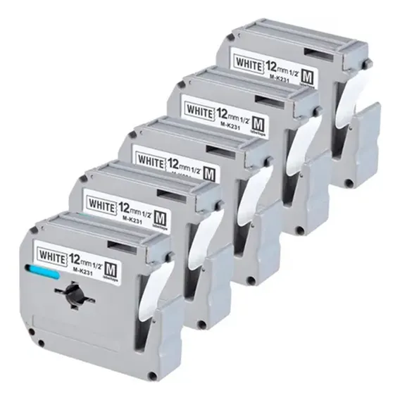 5x Fita Para Rotulador Pt-m95wt Pt-m95bk Mk231 M-231 M-k231 Cor Branco Foto 1
