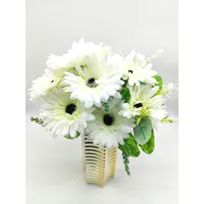 5x Gérbera Artificial Buque Com 25 Flores Cores Cor Branco Foto mini 1