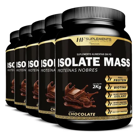 5x Isolate Mass Hipercalorico Proteinas Nobres 2kg Chocolate Foto 1