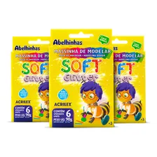 5x Massinha Soft Glitter 90g Com 6 Cores Acrilex Cor Colorido Foto  mini 1