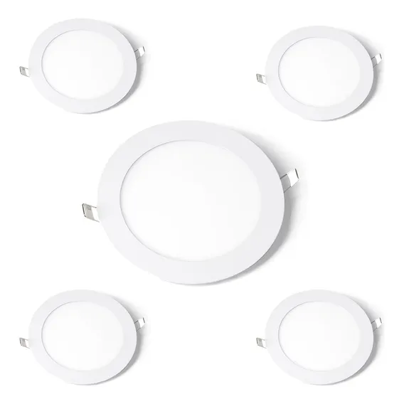 5x Painel Plafon Led Redondo Embutir 24w Branca Quente 3000k Foto 1