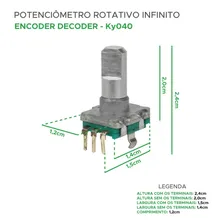 5x Potenciômetro Rotativo Infinito Encoder Decoder - Ky040 Foto mini  3