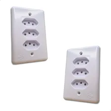 5x Tomada Tripla 2p+t 10a Monobloco Embutir Branco Foto mini 4