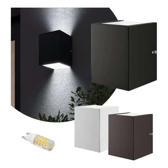 6 Arandela Led 5w 2 Fachos Dois Focos Externa Alumínio Cor Preta | Led Frio 127/220V Foto 1