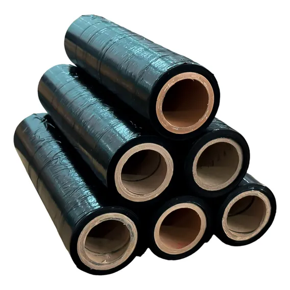 6 Bobina Filme Stretch 500x0,25 Preto- 6 Rolo Foto 1