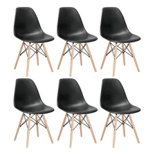 6 Cadeiras Charles Eames Wood Cozinha Dsw Várias Cores Cor da estrutura da cadeira Preto Foto mini 1