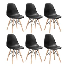 6 Cadeiras Charles Eames Wood Cozinha Dsw Várias Cores Cor da estrutura da cadeira Preto Foto  mini 1