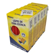 6 Caixas Lápis De Cera Estaca Vermelho - Acrilex Foto mini 1