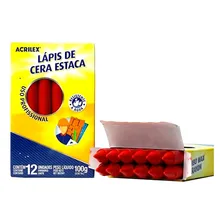 6 Caixas Lápis De Cera Estaca Vermelho - Acrilex Foto mini 4