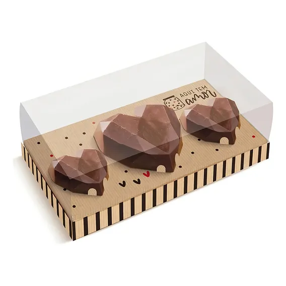 6 Caixas Ovo Páscoa Coração 200g/18g - Kraft Doçura - Cromus Foto 1