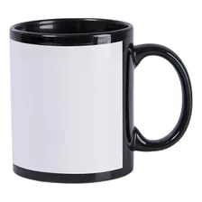 6 Caneca Preta Tarja Branca Sublimação Aaa 325ml Porcelana Cor Preto Foto mini 2