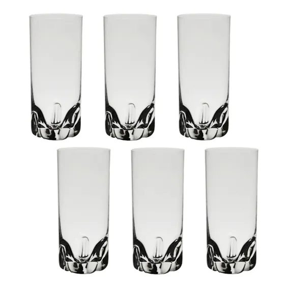 6 Copos Longos De Cristal Para Água 300ml Trio Bohemia Cor Incolor Foto 1