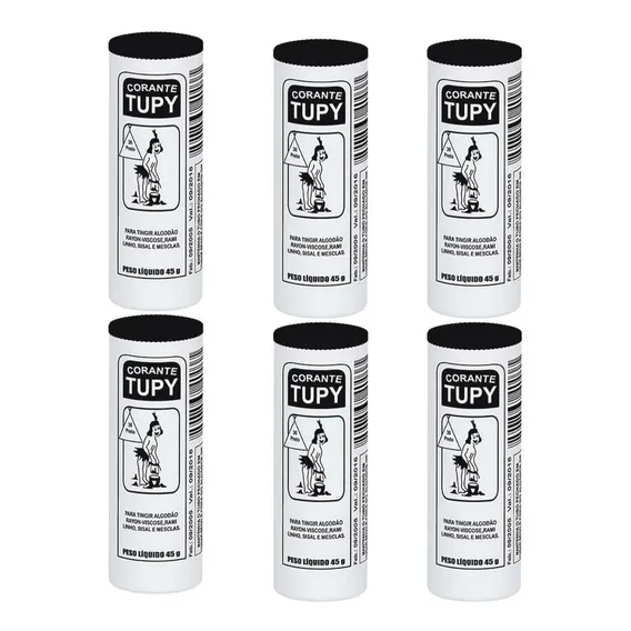 6 Corante Tupy Tingir Tecido Roupas Artesanato Tintura Preto Foto 1
