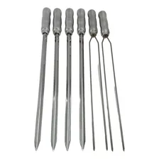 6 Espetos Para Churrasco Em Inox Espada E Duplo 54cm Lamina Foto  mini 1