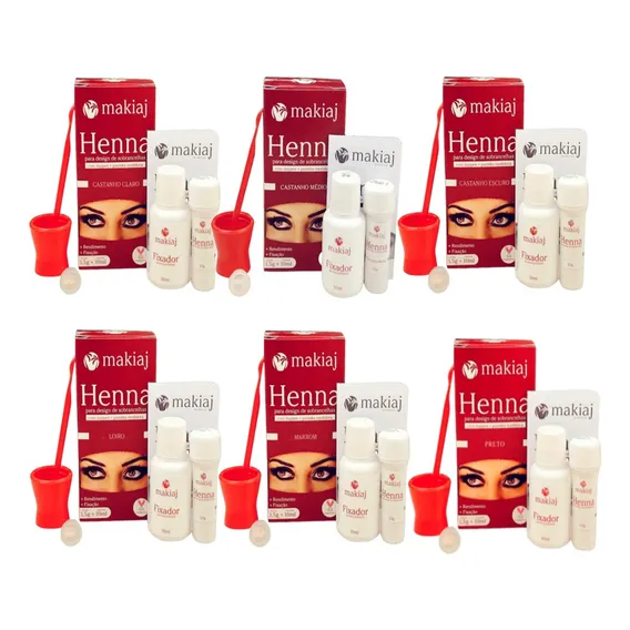 6 Kits Henna Sobrancelhas Makiaj Natural Fixação Tom 6 Cores Foto 1