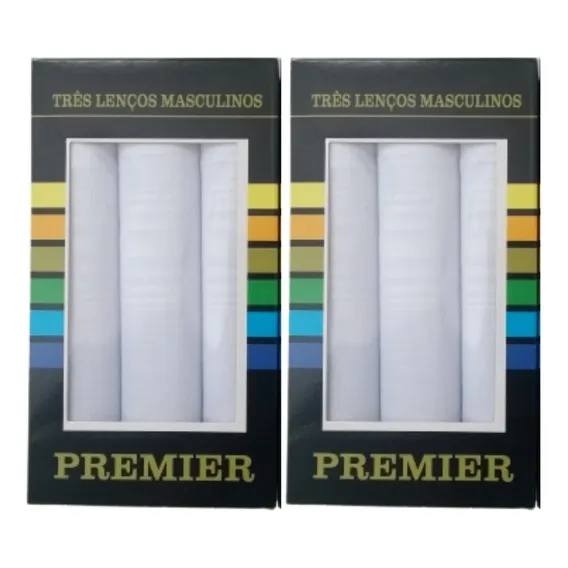 6 Lenços Masculino De Bolso Premier 39cm X 39cm Cor 6 Lenços Brancos Foto 1