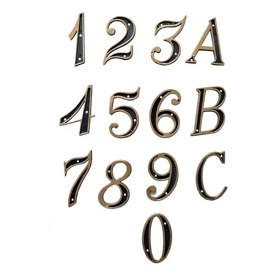 6 Letras Números Residenciais Apartamento Pvc Cor Preto/dourado Foto 1