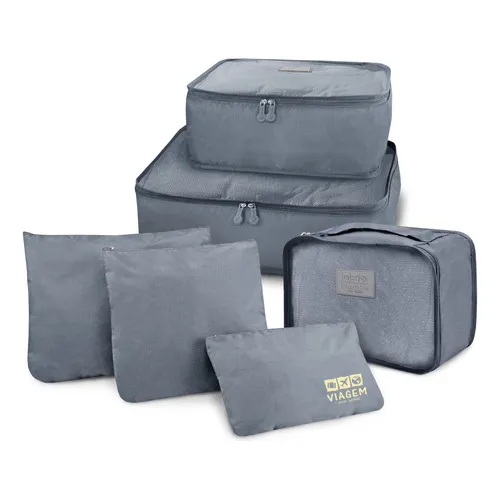 6 Organizador De Mala P/ Viagem Necessaire Jacki Design Cinza Foto 1