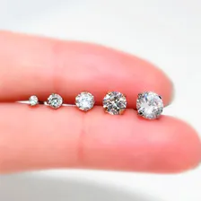 6 Pares Brincos Ponto De Luz Zircônia Tamanhos Variados Cor Prata Foto mini  2