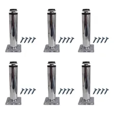 6 Pé Para Móveis Regulável Redondo Cromado 15cm Aço Foto mini 1