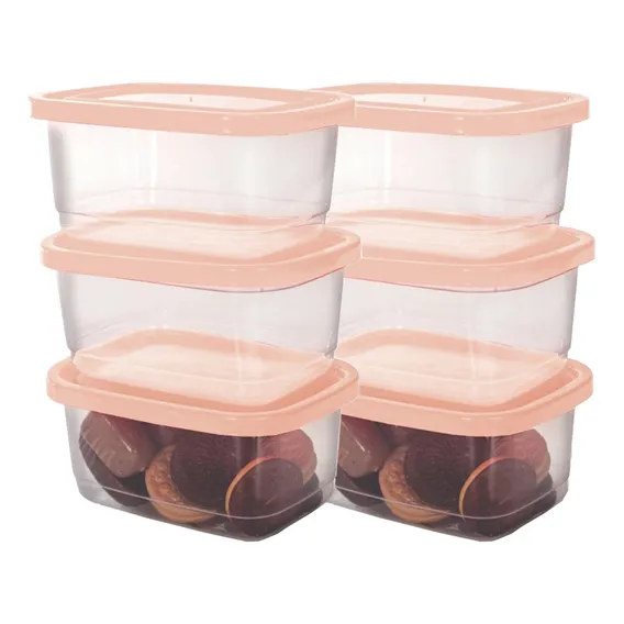 6 Potes Retangulares Tapower Transparentes 520ml Unitario Foto 1