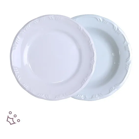 6 Pratos Fundos 6 Pratos Rasos Porcelana Schmidt Pomerode Foto 1