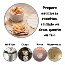 6 Ramequin 100ml Porcelana Branco Suflê Pure Escondidinho Frisado sem desenho Foto mini  2